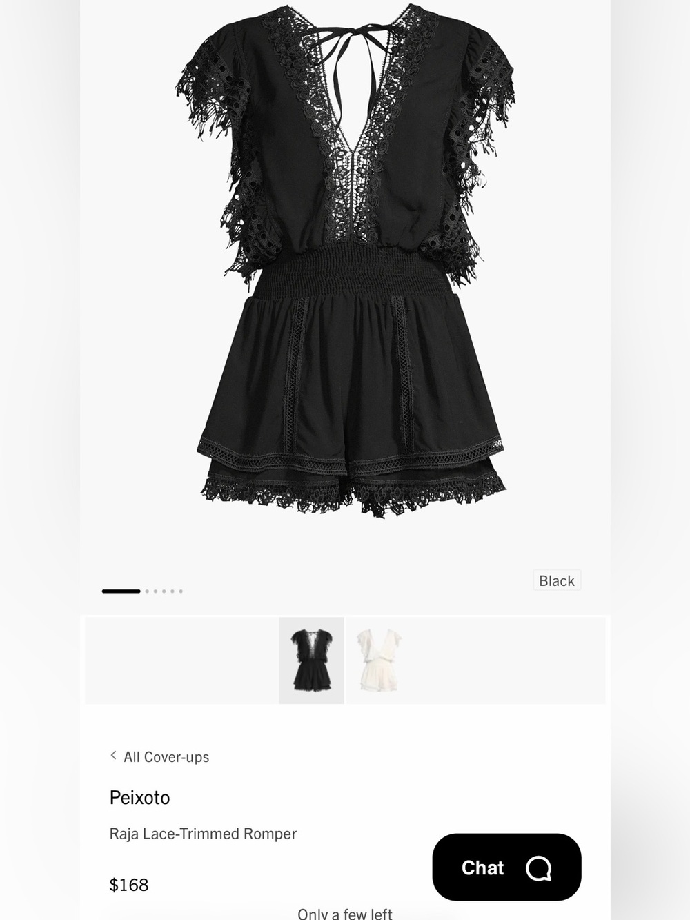 Peixoto Black Crochet-Trim Romper